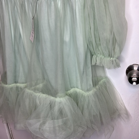 **BNWT Malina mint green long sleeve tulle mini dress - Picture 4 of 16